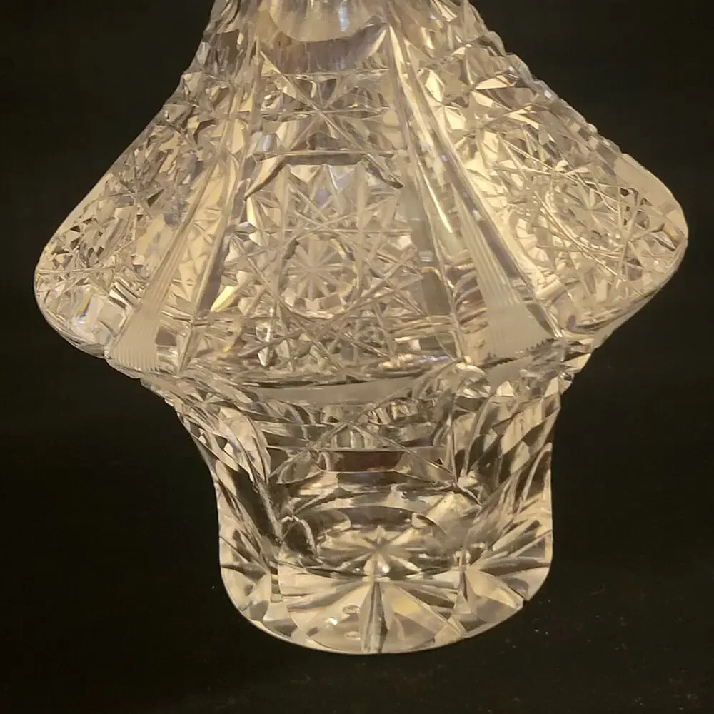 Vintage USSR Soviet-era cut crystal glass decanter Carafe with stopper